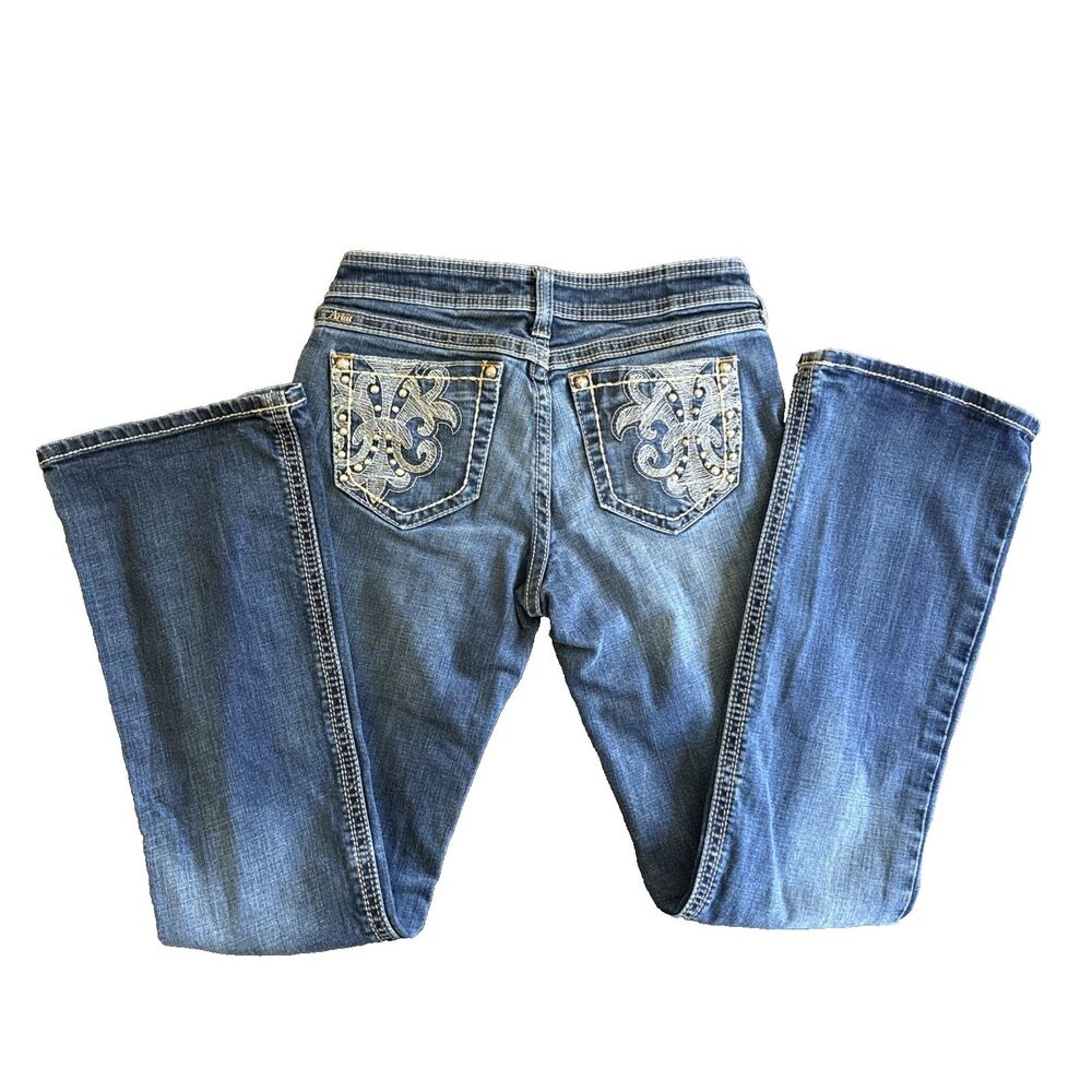 Ariat | 28R Turquoise Bootcut Jeans Stretch Denim Western Embellished Pockets